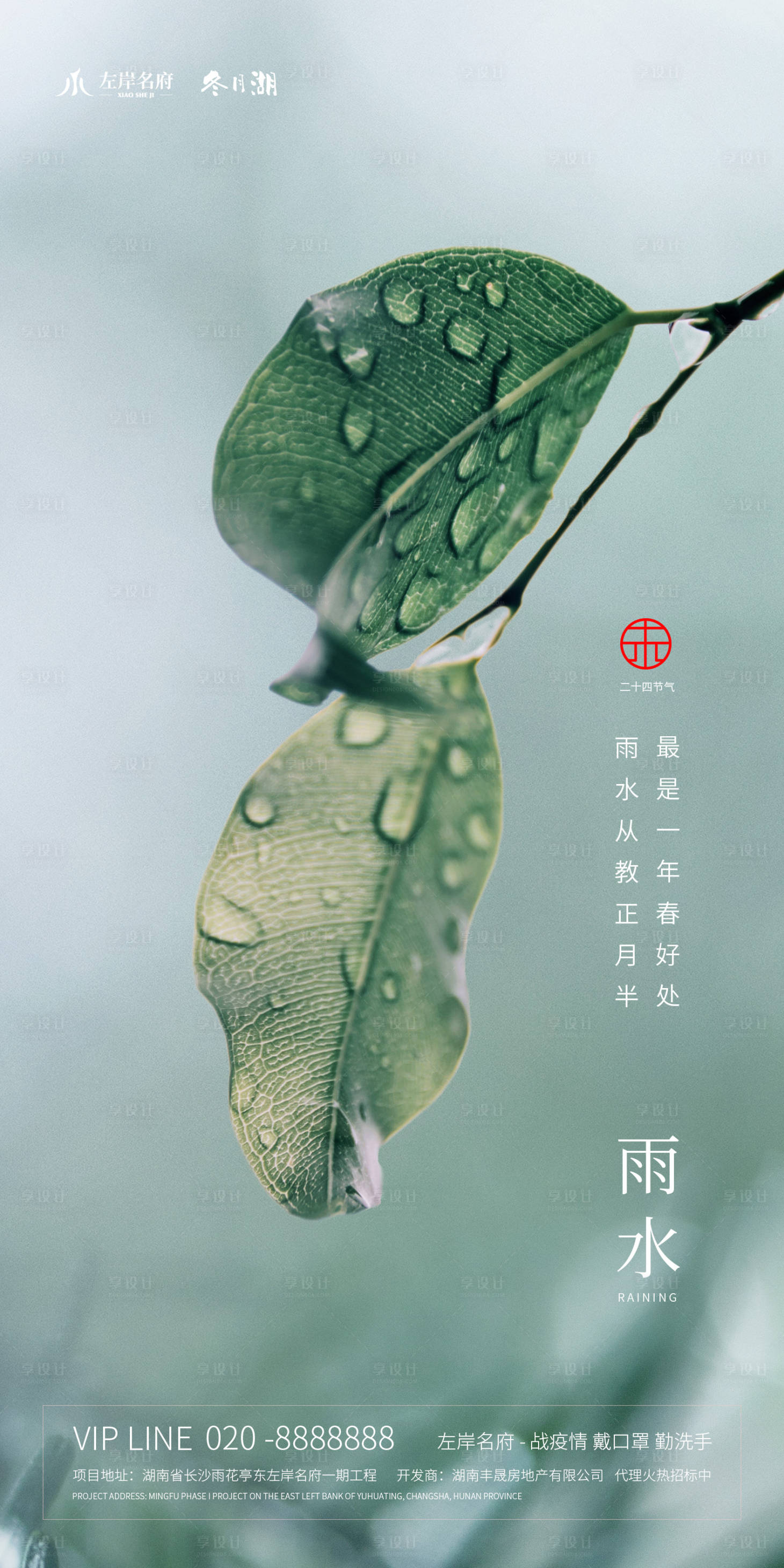 二十四节气雨水地产海报