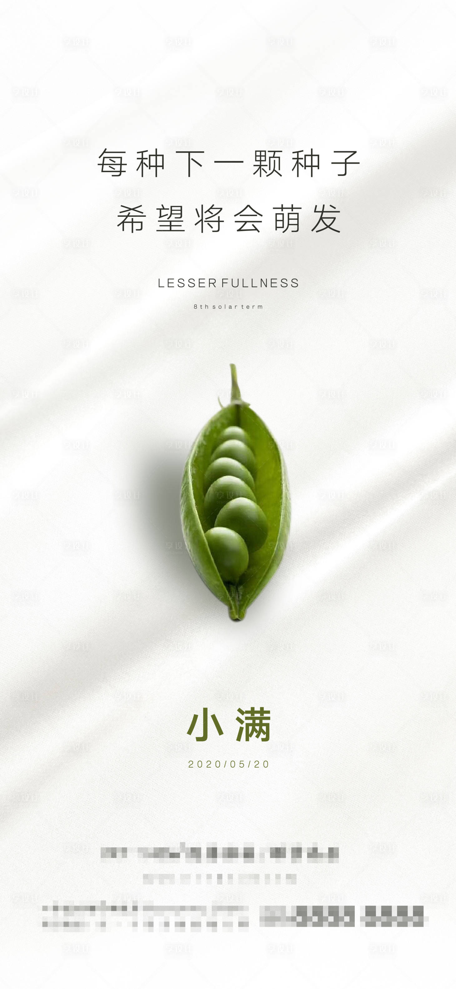 【源文件下载】 海报 小满 二十四节气 豌豆 简约